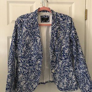 Jacket Sports Coat Cotton Blue and White